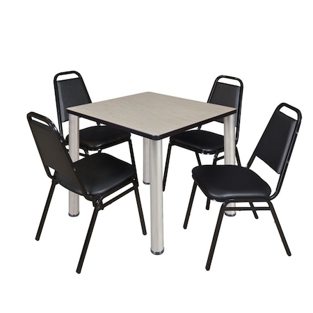 Kee Kee Square Table & Chair Set, Wood, Metal, Vinyl Top, Maple TB3030PLBPCM29BK